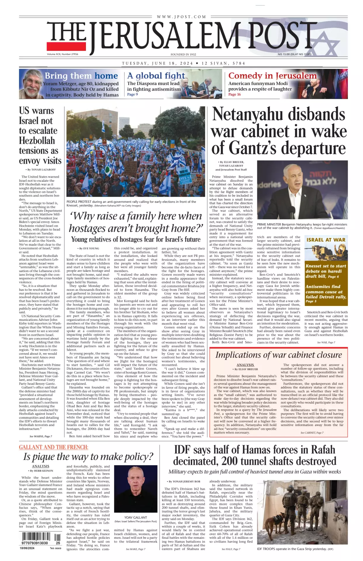 Prima-pagina-the jerusalem post-edizione-di-oggi-18-06-2024